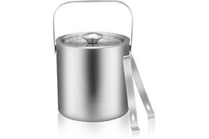 LUCKYGOOBO Mini Ice Bucket Portable Double Wall Ice Bucket with Tong,Stainless Steel Hotel Bucket/Champagne/Beverage Bucket,S