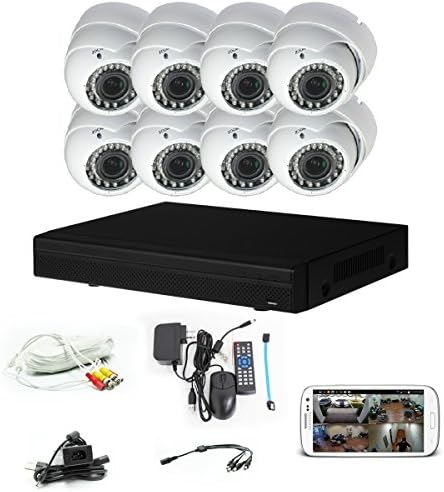 iPower Security SCCVIC0006 8 Channel HD-CVI HDCVI 1080P DVR Security Surveillance System with 8 Dome Vari-Focal Lens 2MP Cameras (White)