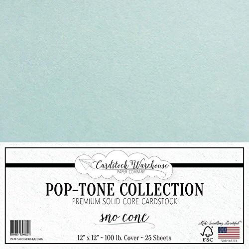 Cardstock Warehouse Pop-Tone Sno-Cone Light Blue Cardstock Paper – 25 Sheets, 12 x 12" - 100 lb / 270 GSM Premium Blue Card Stock for Die-cutting, Crafts, Scrapbooking, Card Making and DIY Projects