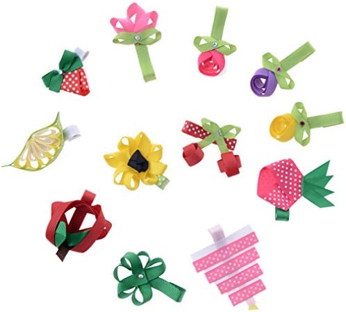 12PCS 2"-3" Girls Kids Grosgrain Ribbon Hair Bows Clips Pins Th11