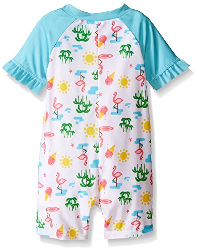 Sol Swim Girls' 1pc Summer Days Rashguard, Teal, 12 Months - Thumbnail 2