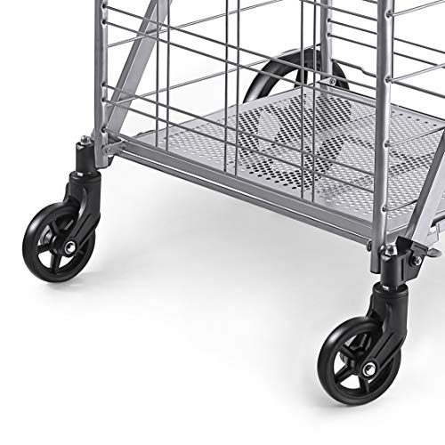 Wellmax Shopping Cart, Metal Grocery Carts For Groceries, Folding Cart