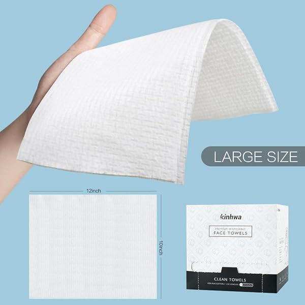 KINHWA DISPOSABLE COTTON FACE TOWELS SUPER THICK NO CHEMICAL SMELLS WIPES HYPOALLERGENIC MAKEUP REMOVER DRY SUITABLE FOR ALL SKIN TYPES INCLUDING