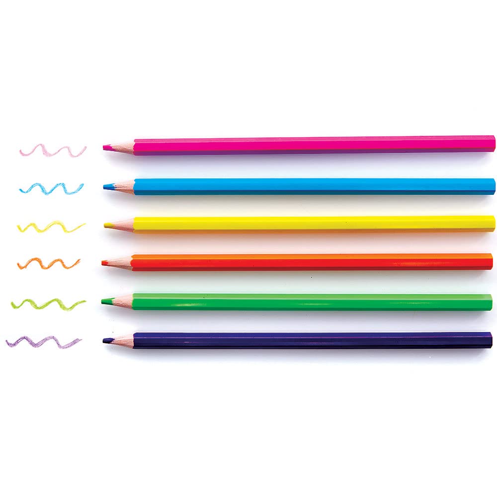 Baker Ross FC847 neon colouring pencils - pack of 12, bright colours