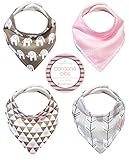 Kaydee Baby Organic Teething Bandana Drool and Dribble Bibs with Adjustable Snaps for Girls and Boys (Elephants) Set of 4 with Gift Bag