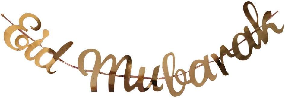 Ntribut Gold Glitter Banner Bunting Eid Mubarak DIY Pendant Banner Bunting Decoration Furniture Ornament