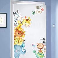 Youyouyu Hello Friend Animal Wall Stickers DIY Children Wall Decals for Kids Room Nursery Baby Bedroom Door Decoration(23.6" x 35.4")