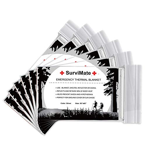 SurviMate Emergency Mylar Thermal Blanket for NASA,Outdoors Adventures,Survival,Emergency Rescue,Hiking,First Aid and Nature Disaster,(6-Pack) 52"x 82"-Silver - Thumbnail 5