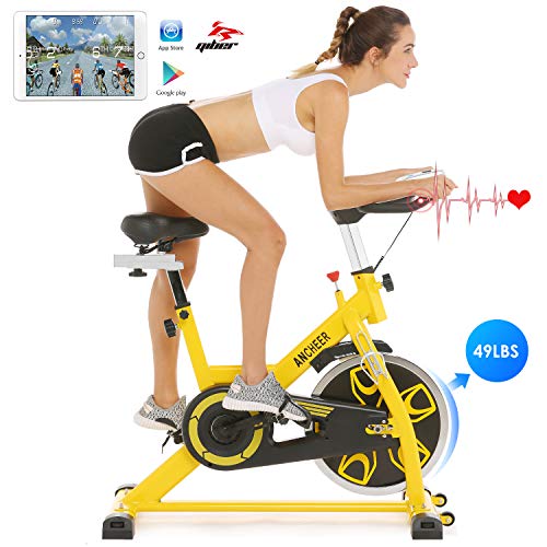 ANCHEER Indoor Cycling Bike Stationary Exercise Bikes with 49LBS