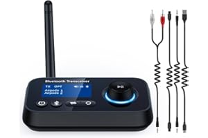 Ifofo Bluetooth Transmitter Receiver 3-in-1 Wireless Bluetooth Audio Adapter for Tv/Home Stereo/Old Speakers/Music Streaming Sound System Pair 2 Devices Long Range Low Latency RCA/Optical/Aux Cable