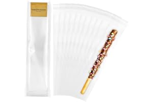 EKAPACKAGING 200Pcs 2x10 Inches Self Sealing Cellophane Bags Clear Pretzel Rod Bags for Treat, Candy Melts, Cookie, Popsicle, Ice Pop