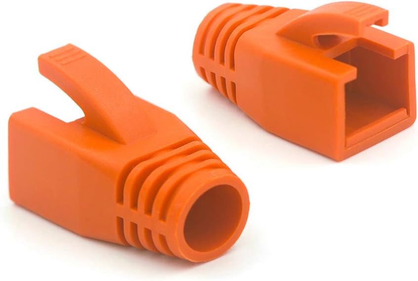 VCE RJ45 Strain Relief Boots for Cat6A/Cat7 Network Plugs, 20-Pack Ethernet Connector Protection Cover in Orange