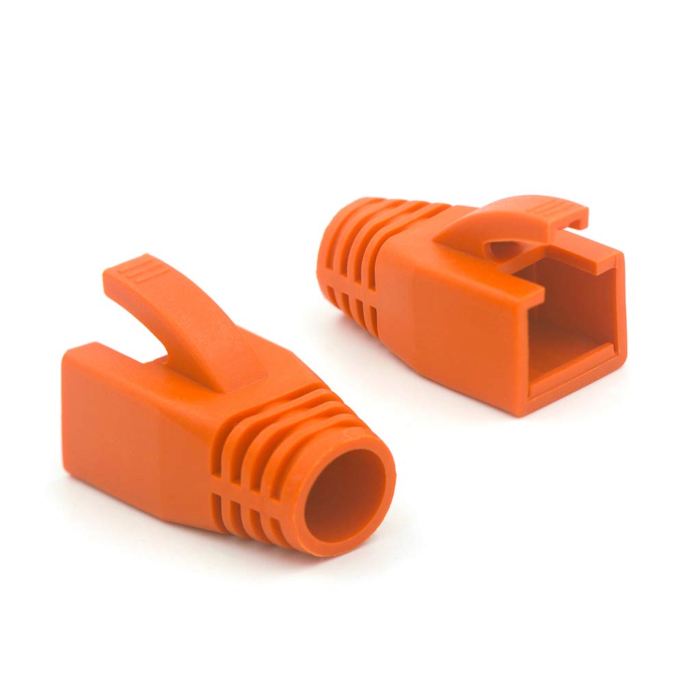 VCE RJ45 Strain Relief Boots for Cat6A/Cat7 Network Plugs, 20-Pack Ethernet Connector Protection Cover in Orange