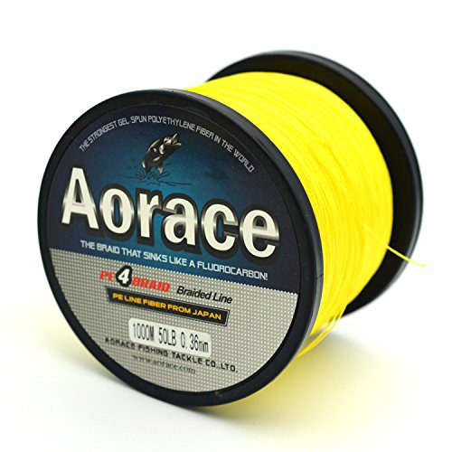 Aorace Braided Line Yellow Color Braided Fishing Line 4 Strands 100M