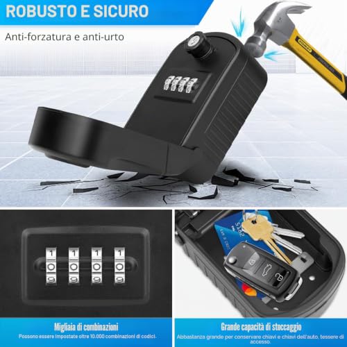 ENONEO Key Safe Box Large External Key Safe 4 Code Waterproof Key Box Combination with 2 Emergency Keys Self Check In Key Box for Home School Factory