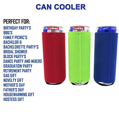 Slim Can Sleeves - Set of 6 Can Neoprene Beverage Coolers (Classic)
