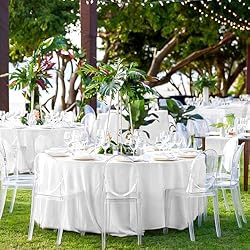 6 Pack White Round Tablecloths 132 Inch White