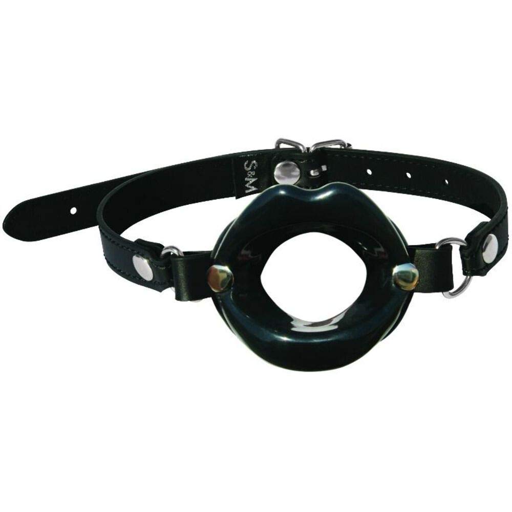 Sex & Mischief Silicone Lips Open Mouth Gag, Black