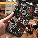 KaSoul Case for iPhone 6 Case fpr iPhone 6S Pretty Flowers Hybrid Enhanced Shock Resistant 3 in 1 Cover Red and Purple Rose for Girls/Women,Floral Black