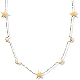Aliyoham Gold Star & Moon Necklace for Women, Hypoallergenic Layered 14k Gold Plated Jewelry for Women