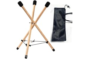 Handpan Drum Stand, Adjustable Wooden Tongue Drum Bracket, Stable Slip-Proof Tripod Hand Pan Drum Holder, Portable Snare Hold