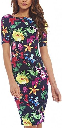 Ygosoon Women Dress Elegant Print Work Business Casual Party Summer Fashion Sheath 106-12 7Color 4XL