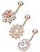 Jstyle 3Pcs 14G Stainless Steel Belly Button Rings Barbell Navel Rings Bar for Women CZ Flower Body Piercing
