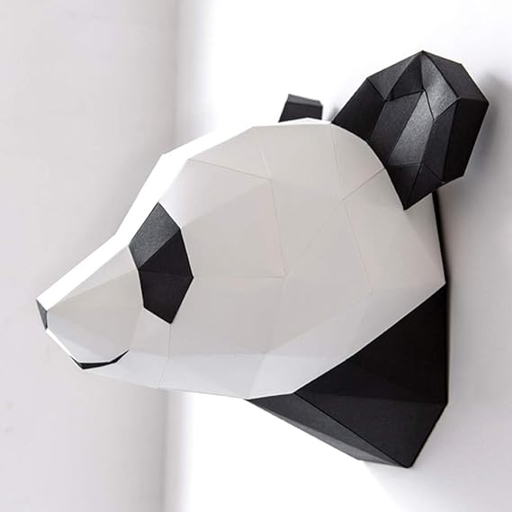 Zywx Tete De Panda A La Main Bricolage Origami Tenture Murale 3d En Trois Dimensions De L Artisanat En Papier Adapte A La Decoration De Fete De Noel Amazon Fr Cuisine Maison