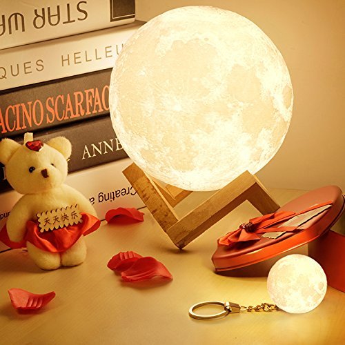Lampe 3D lune tactile (avec un joli emballage) cadeau créatif lampe de nuit lampe art deco lampe veilleuse pour maison chambre bureau salon avec USB（12CM-mieux pour l\'enfant）