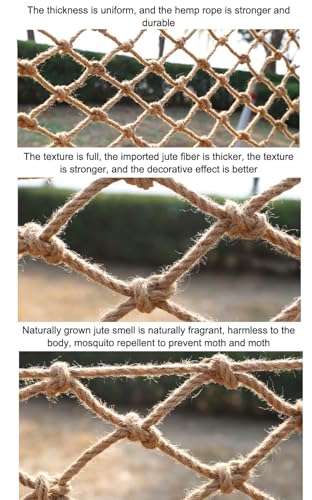 SSWZHANG Hemp Rope Net Protection Hemp Net Anti-Fall for Stairs for Children Photo Wall Decoration Ceiling Protection (1 x 7 m (3 x 23 yards)