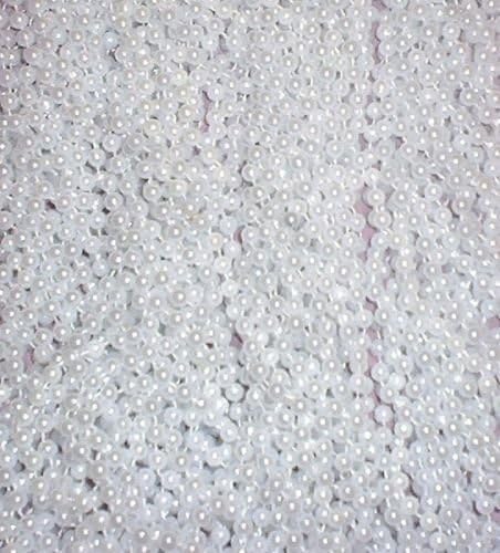 60 White Pearl Mardi Gras Beads Party Favors Necklaces 5 Dozen Lot
