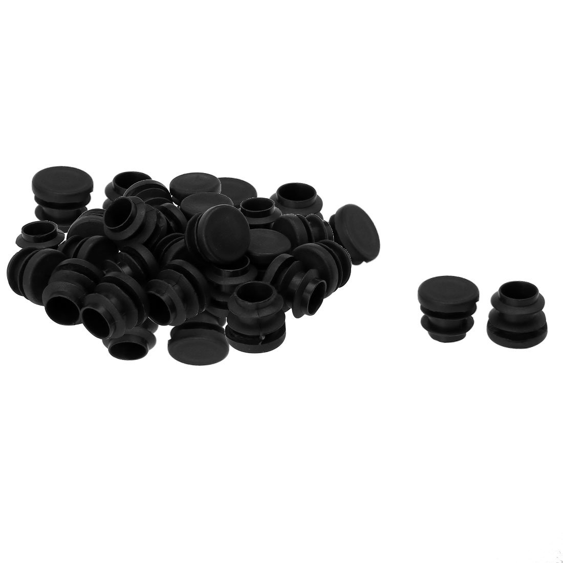 Sourcingmap 5/8" 16mm OD Plastic Round Tube Ribbed Inserts End Cover Caps 35pcs, 0.51"-0.6" Inner Dia, Floor Furniture Chair Desk Protector