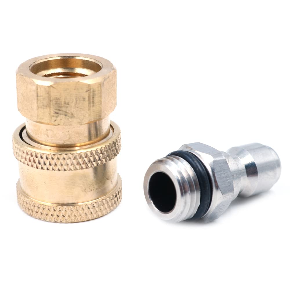 ZONADAH 1 Set Quick Connector Pressure Washer Fittings, M14 Female Thread Tap Connector & Male Thread Brass Quick Connector, 1/4" Pressure Washer Adapter Set