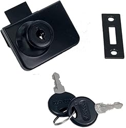 Black Glass Cabinet Lock with 2 Keys Single Swing