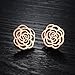 Inlaid Hollow Out Ear Stud Earrings Titanium Steel Rose Gold Tone For Women Doubtless Bay