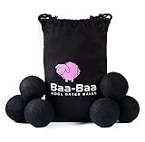 Black Wool Dryer Balls For Dark Laundry Clothes 6-PACK XL Reusable Organic New Zealand Natural Fabric Softener Static Felt Hypoallergenic