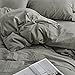 Doffapd Duvet Cover King, Washed Cotton Duvet Cover Set - 3 Piece (King, Light Gray)