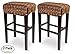 Bird Rock Hand Woven Seagrass Backless Barstool (Bar Height) - Set of 2 - Mahogany Wood Frame - Fully Assembled