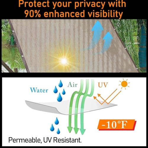Shade Cloth, Sun Shade Fabric, Privacy Screen Shade Cover Patio Canopy with Grommets,Sunshade Net for Garden Outdoor Pergola 4 x 6m (Light Brown)