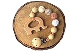 Natural Wooden Teething Toy Interchangeable Pacifier Holder Strap, Dummy Clip, Neutral baby shower gift