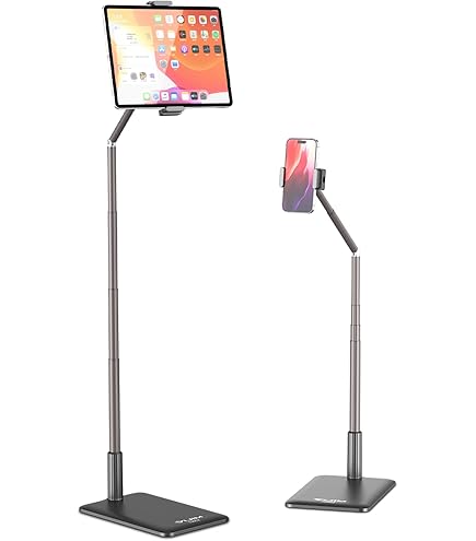 Support De Tablette Bureau Réglable - Bras Pliable En Aluminium - Base Lourde Stable - Compatible IPad, IPhone, Kindle