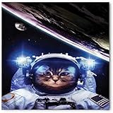 Lunarable Unisex Bandana, Outer Space Hipster Astronaut Cat, Pale Chocolate