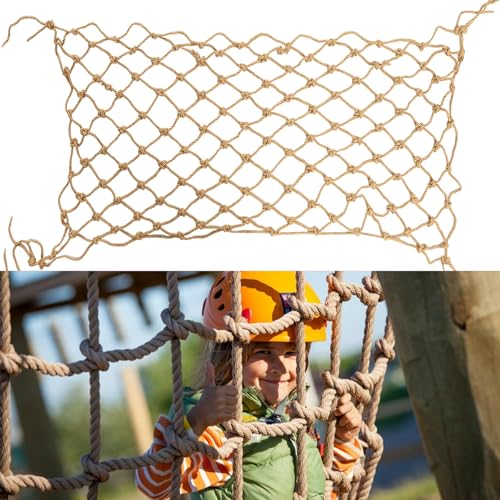 Jute Rope Net (4ftx8ft), Heavy Duty Natural Climbing Safety Rope ...