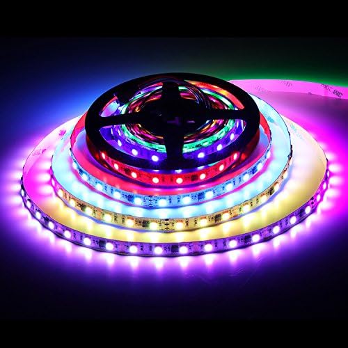 Visdoll WS2811 Pixels RGB Led Strip, 32.8ft 600Leds WS2811 SMD 5050 Dream Color Flexible Strip Lights Addressable Programmable DC 24V Non-Waterproof (White PCB)