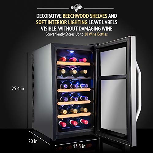 Ivation Premium Stainless Steel 18 Bottle Dual Zone Thermoelectric Wine