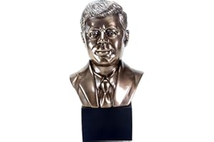 YTC 9.25 Inch President John F Kennedy Head Sculpture, Bronze Colored