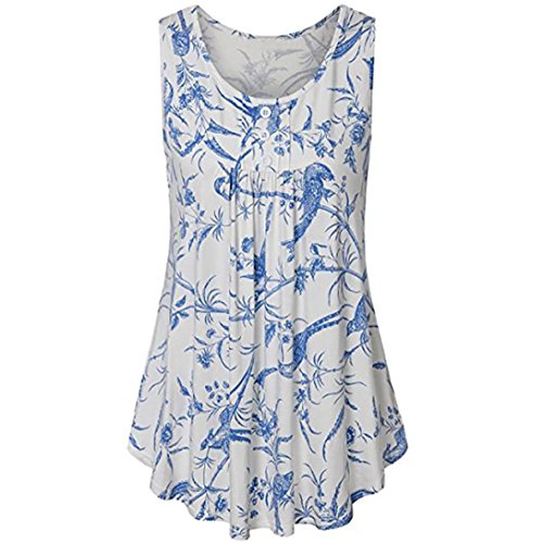 Click Here to See More Images NREALY Women Plus Size Crewneck Button-up Ruched Blouse Sleeveless Tank Tops Shirt