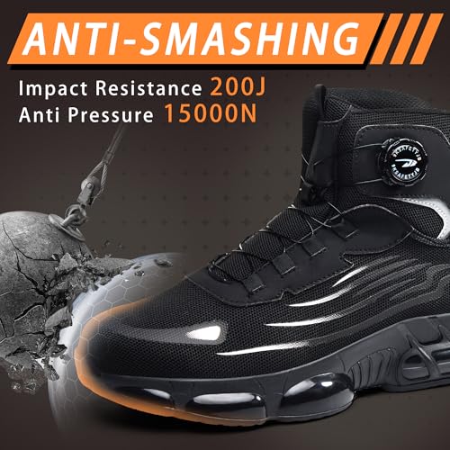 COOU Safety Boots for Men Women Lightweight Safety Shoes with Breathable Steel Toe Comfortable Non-Slip Work Boots