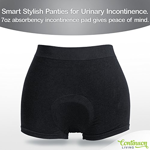 Incontinence Underwear Womens Active Brief (Black) with Superabsorbent