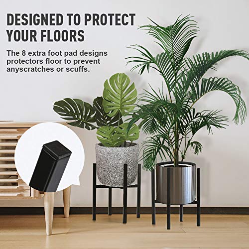 Plant Stand for Indoor Outdoor Plant Pots | Pccooler Mid Century Rustproof Iron Art Flower Pot Holder | Extra Tray Fit Any Planter Pot Below 9.7 Inches | Simple Display Potted Rack, Modern Home Decor - Thumbnail 5